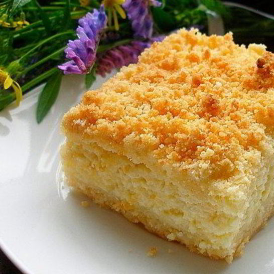 Рецепт простого пирожного с творожной начинкой