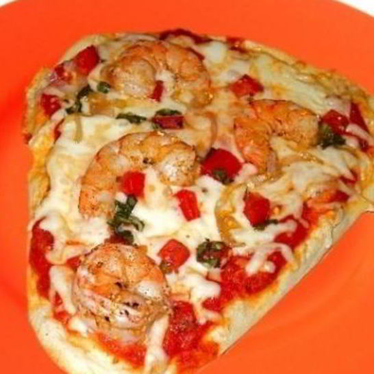 Рецепт пиццы на кефире с креветками