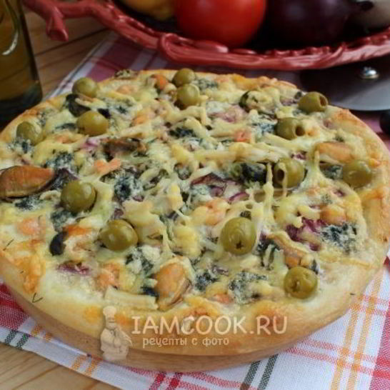 Рецепт пиццы с морепродуктами