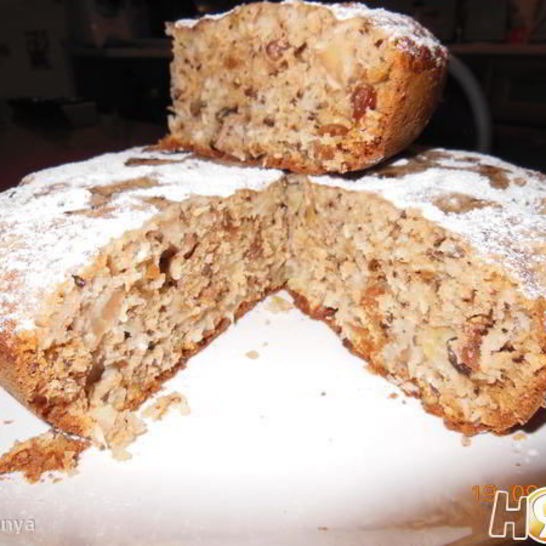 Рецепт коврижки с орехами, яблоками и кокосом