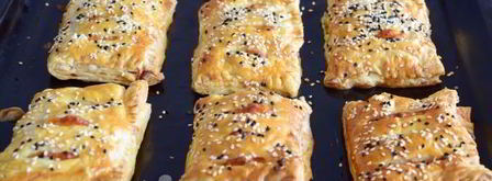 слойки с колбасой и сыром. Шаг 12