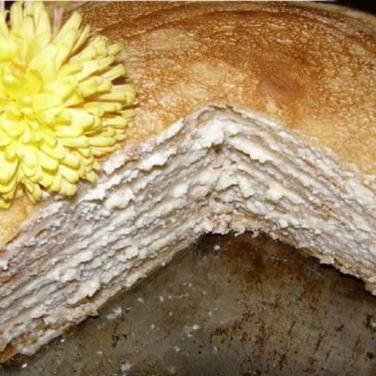 Рецепт блинчатого торта с творогом