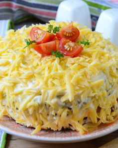 Кабачковый торт с помидорами и сыром