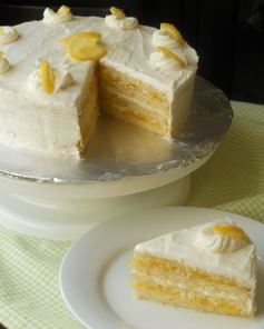 Лимонный торт с лимонной начинкой и кремом