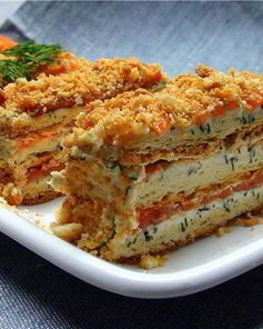 Слоеный Наполеон с картофельно-грибной начинкой