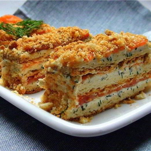 Слоеный Наполеон с картофельно-грибной начинкой