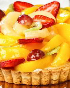 Торт с персиками и бананами