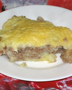 Картофельная запеканка с сырым фаршем