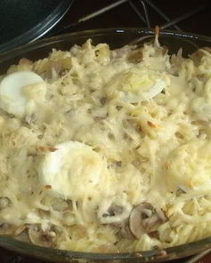 Лапшевник с грибами и яйцами