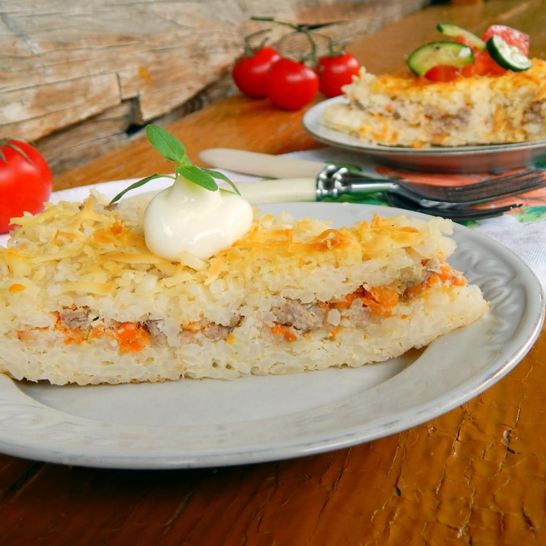 Рецепт рисовой запеканки с фаршем