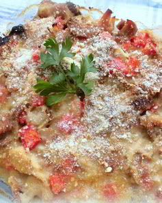 Запеканка из курицы под белым соусом