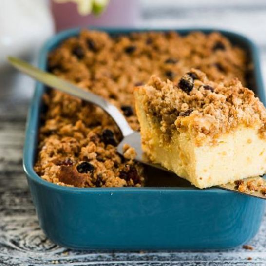 Рецепт запеканки с крамблом из мюсли