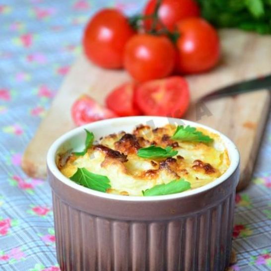 Рецепт запеканки с семгой и картофельным пюре