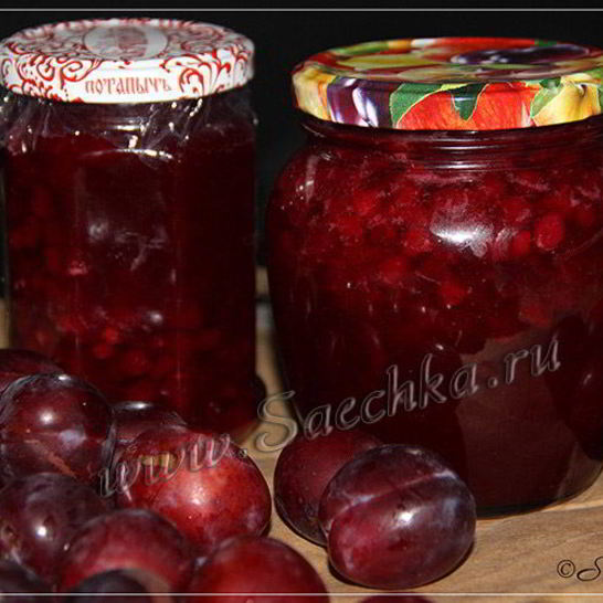 Рецепт бруснично-сливового джем