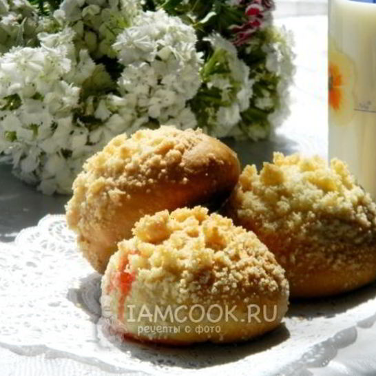 Рецепт булочек с джемом и штрейзелем