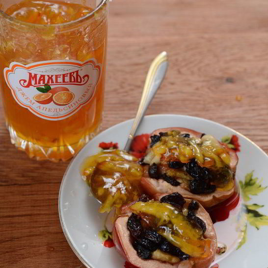 Рецепт запеченных яблок с апельсиновым джемом