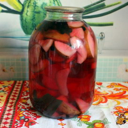 Рецепт компота из груш с черноплодной рябиной и малабарской корицей на зиму