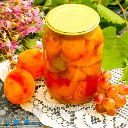 Рецепт компота из персиков и винограда на зиму