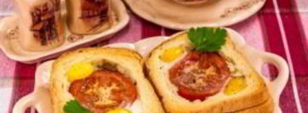 горячие бутерброды с окороком, помидорами и яйцами. Шаг 7