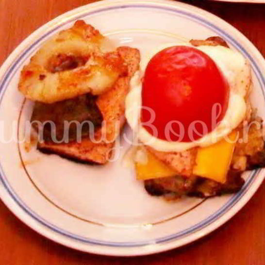 Рецепт курицы с печенью под ананасом и мясной бутерброд