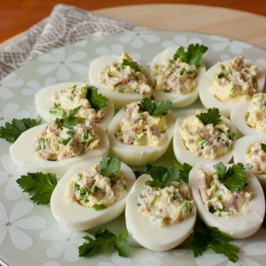 Рецепт яиц, фаршированных ветчиной