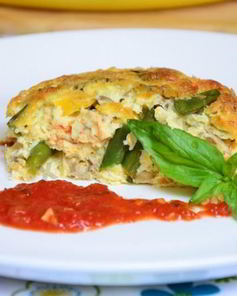 Фриттата со стручковой фасолью помидорами черри и грибами