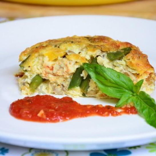 Рецепт фриттаты со стручковой фасолью помидорами черри и грибами