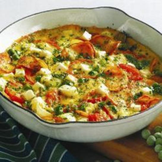 Рецепт испанский омлет с картофелем, брынзой и помидорами