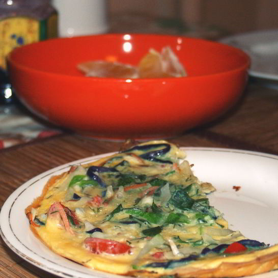 Рецепт омлета с морковью, болгарским перцем и луком