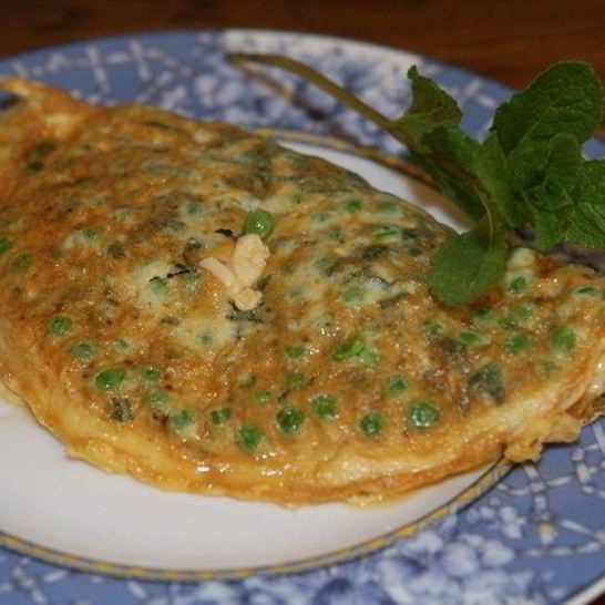 Рецепт омлета с мятой и зеленым горошком
