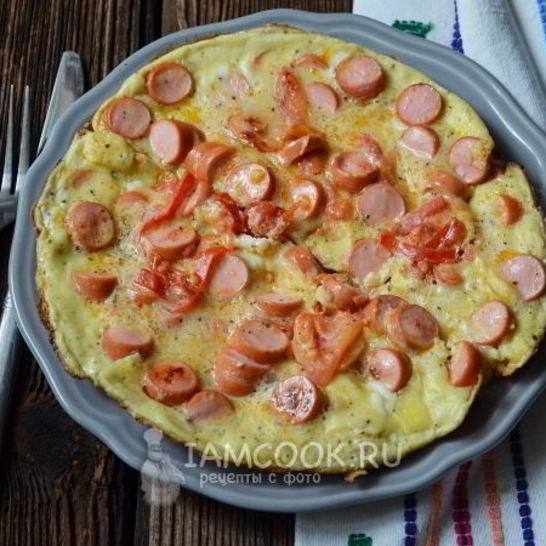 Рецепт омлета с сосисками и помидорами
