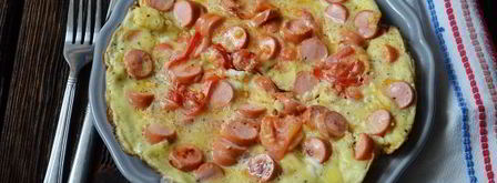 омлет с сосисками и помидорами. Шаг 9