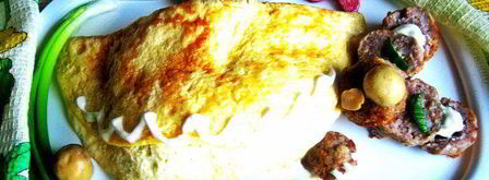 омлет с тефтельками мишка под одеялом. Шаг 22