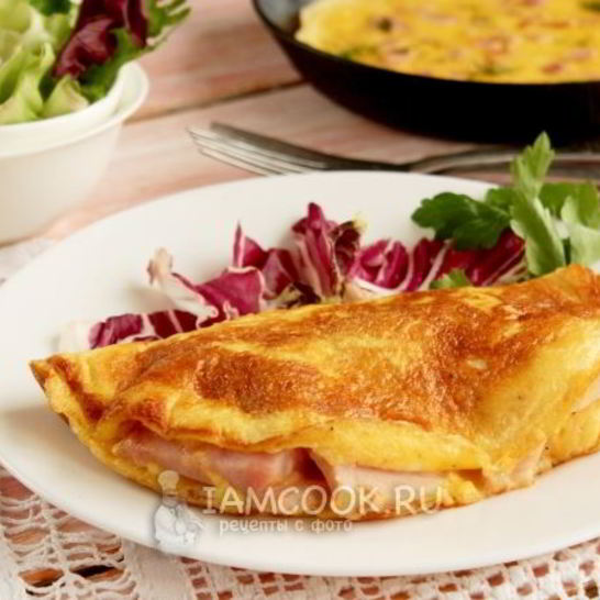 Рецепт омлета с ветчиной