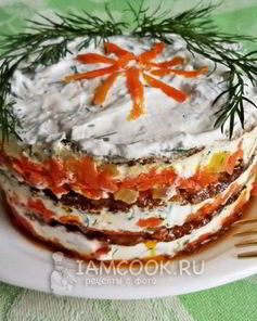 Печеночный торт из говяжьей печени