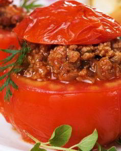 Помидоры с фаршем и травами в духовке