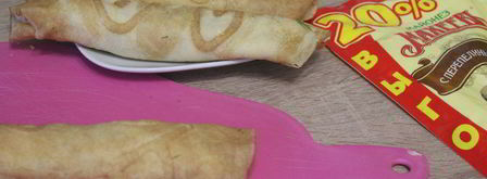 блинные роллы с крабовыми палочками и кукурузой. Шаг 8