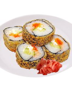 Горячие роллы с семгой и икрой