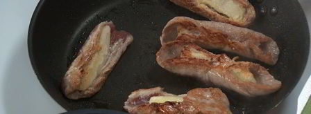 роллы из свинины и рис в сырной корзиночке. Шаг 3