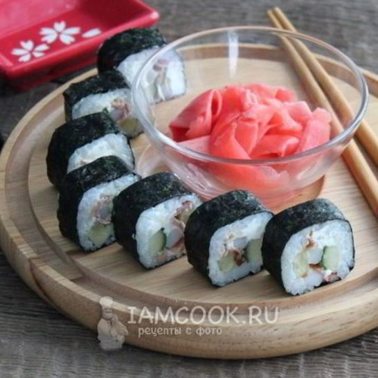 Рецепт роллов с кальмаром и беконом