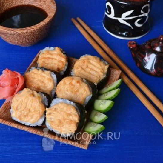Рецепт запеченных роллов с лососем