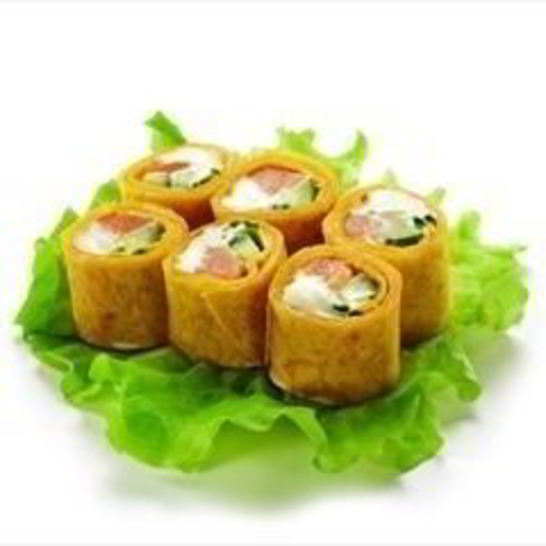 Рецепт запеченных роллов с лососевой начинкой