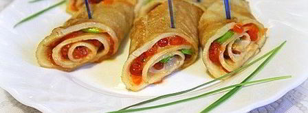 блинные рулетики с красной икрой. Шаг 6