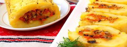 картофельный рулет с морковью и грибами. Шаг 7