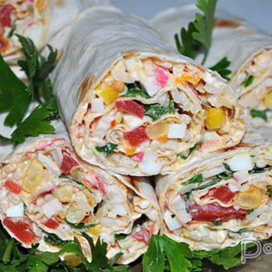 Рецепт рулета из лаваша с крабовой начинкой