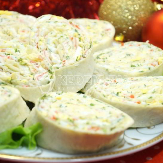 Рецепт рулета из лаваша с крабовыми палочками