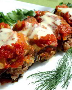 Рулетики из баклажан с мясом