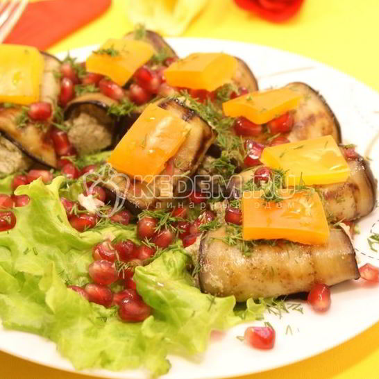 Рецепт рулетиков из баклажанов с орехами