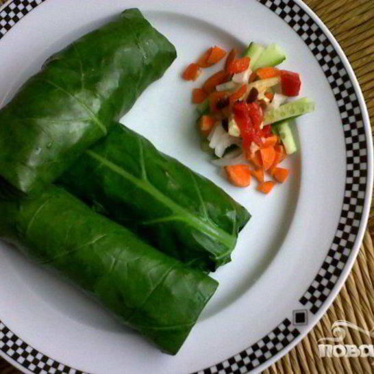 Рецепт вегетарианских рулетиков из листовой капусты
