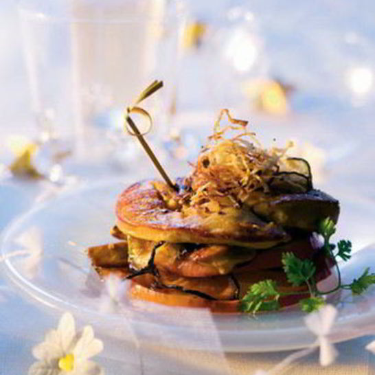 Рецепт клаба-сэндвича с фуа-гра и яблоками ранет